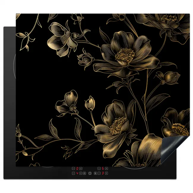 Midnachtstuin in Monochrome Goud Inductie beschermer vinyl 3mm middel -3d