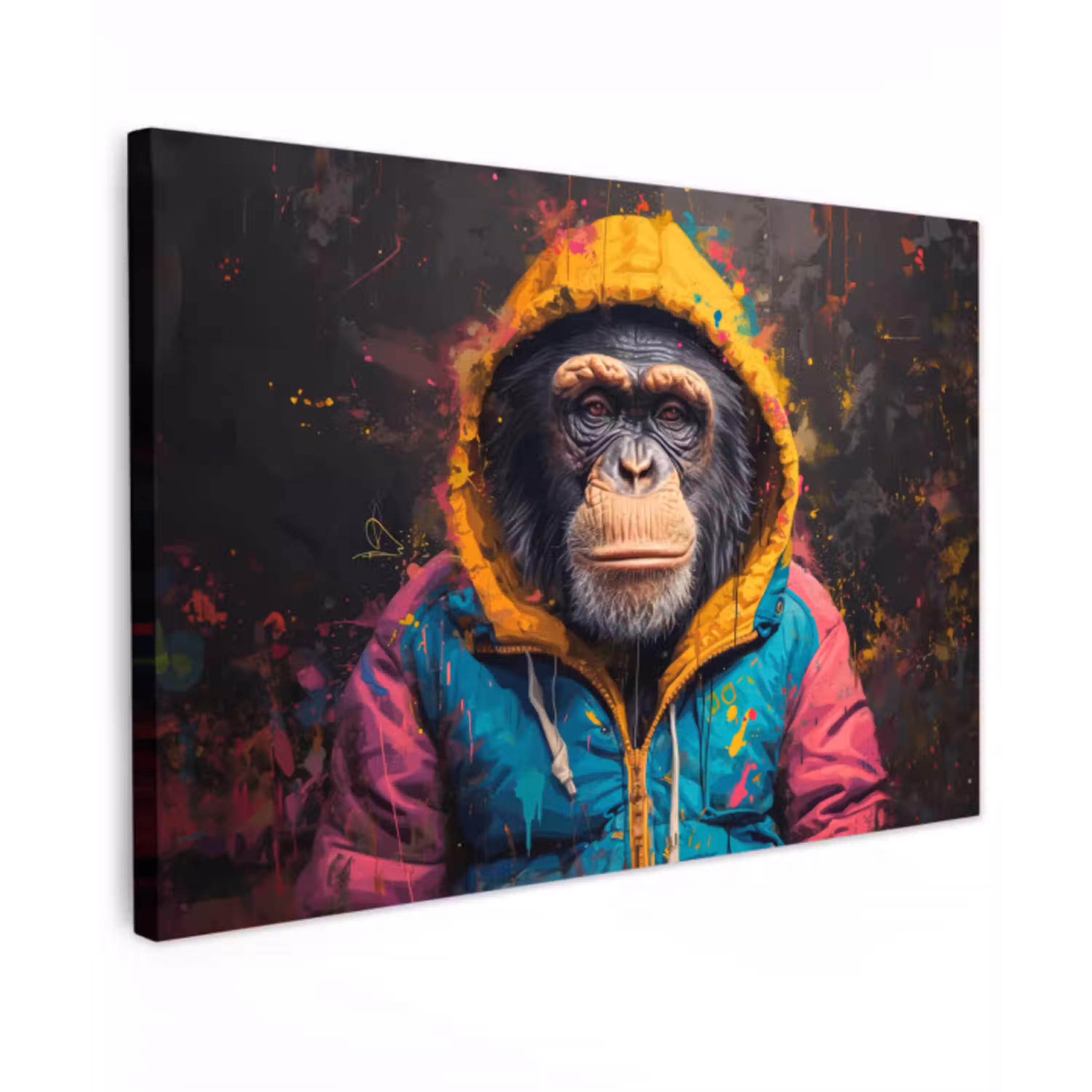 Graffiti - Chimpansee - Jas - Aap - Verf canvas 2cm klein -z3d