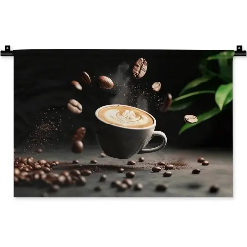 Cappuccino - Kop - Bonen - Bruin Wandkleed katoen klein -zz3d