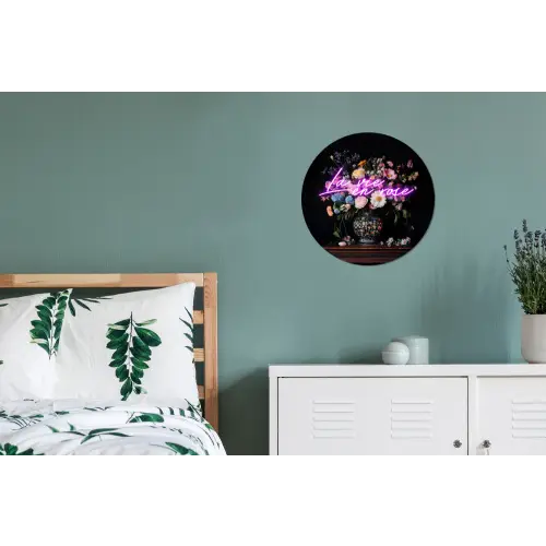 Neon - Vaas - Bloemen Wandcirkel aluminium klein -slaapkamer
