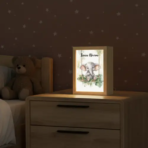 Olifant - Dier - Kinderen - Jungle Light Box met kabel (Kinderlampje) klein -sfeer1_kind