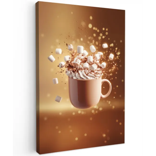 Chocomelk - Drinken - Warm - Bruin Tuinposter op houten frame 2 cm dik klein -3d
