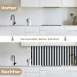 Verticale strepen - Blauw - Crème keuken achterwand 2 middel 871 -voor-na_DE