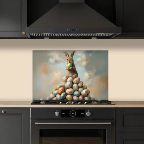 Konijn - Eieren - Kleurrijk keuken achterwand spatscherm klein -sfeer1