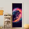Astronaut - Ruimte - Surfen - Kleurrijk deurposter klein -sfeer4