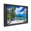 Tropisch strandzicht Tuinposter op houten frame 2 cm dik klein -3d