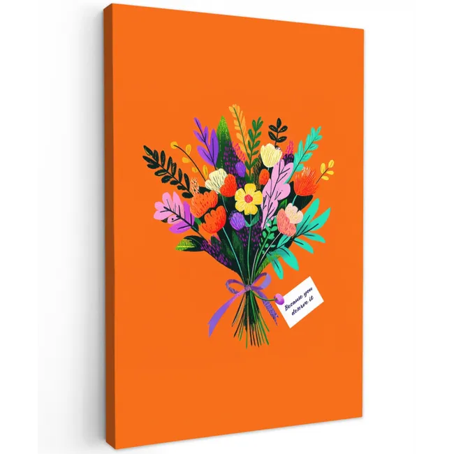 Kaartje - Boeket - Bloemen Tuinposter op houten frame 2 cm dik klein -3d