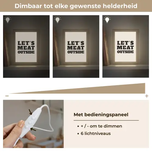 Tekst - Blokletters - Zwart - Vlees Light Box met kabel (Wandlamp) klein -USP_dimbaarNL