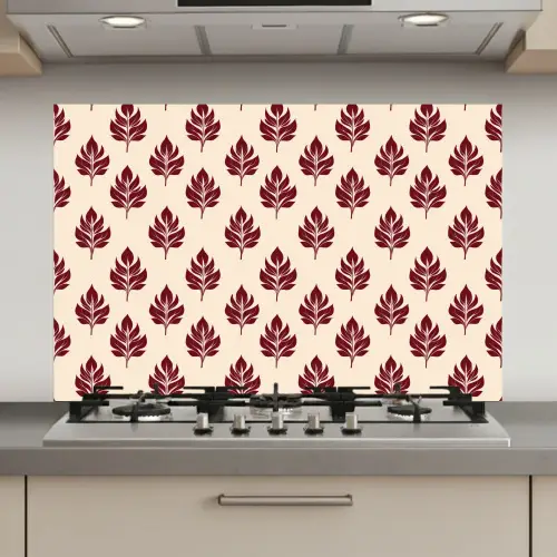 Botanisch - Patroon - Bordeaux keuken achterwand spatscherm klein 900 -3d_website