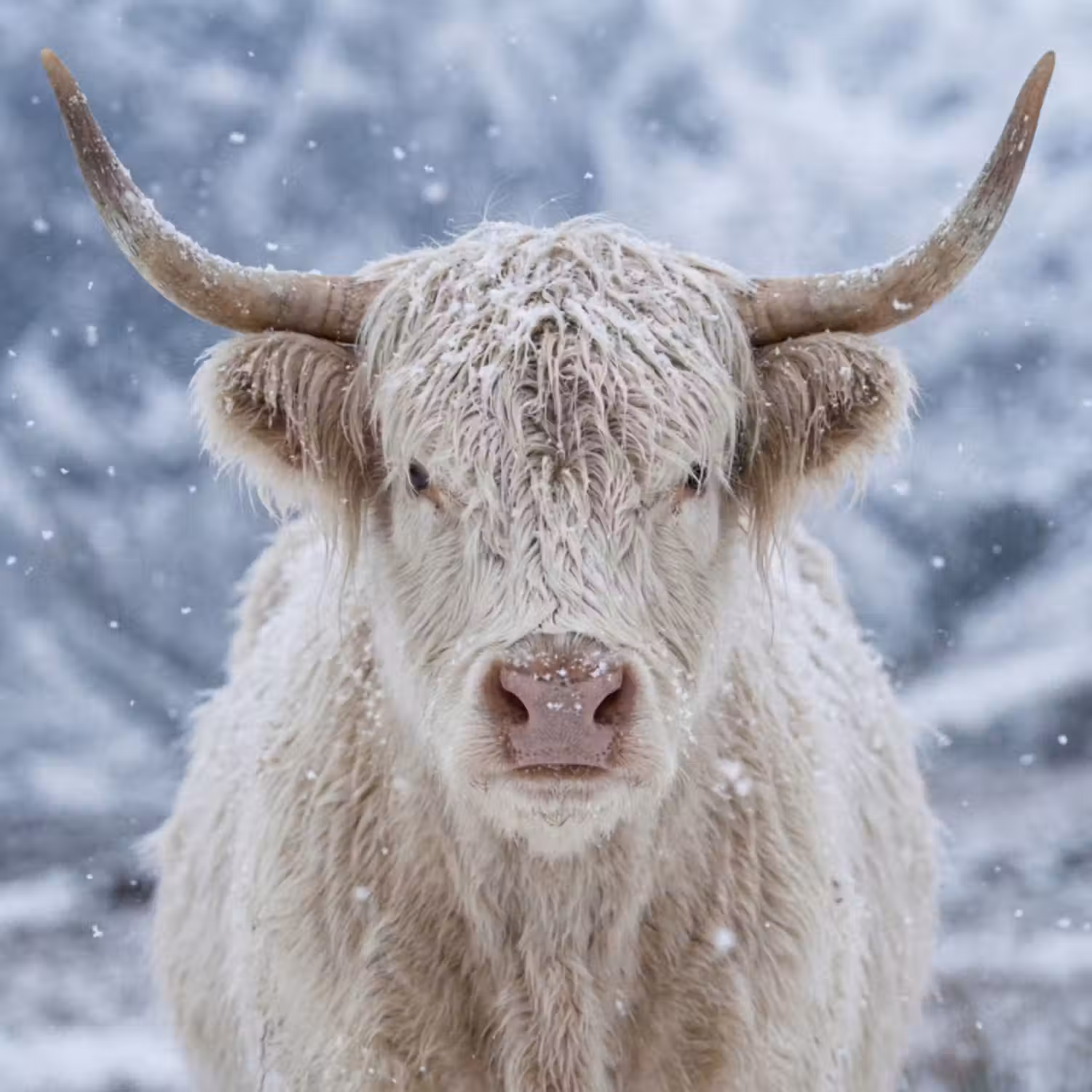 Behang - Schotse Hooglander - Sneeuw - Bergen - Winter