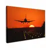 Zonsondergang - Vliegtuig - Oranje - Zon Tuinposter op houten frame 2 cm dik klein -3d