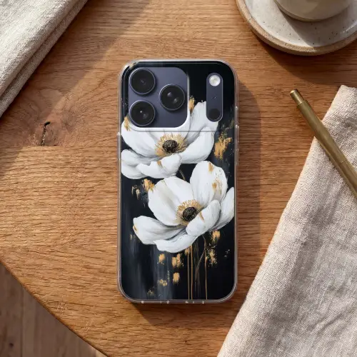 Bloemen - Wit - Abstract Telefoonhoesje iPhone 17 Pro klein -sfeer1