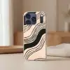 Golven - Zwart - Zandkleur Telefoonhoesje iPhone 17 Pro klein -sfeer2