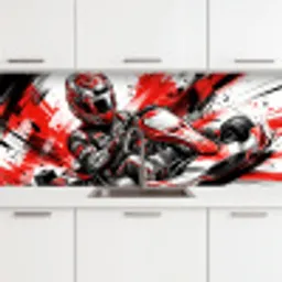 Kart - Coureur - Snelheid - Rood keuken achterwand 2 middel -3d