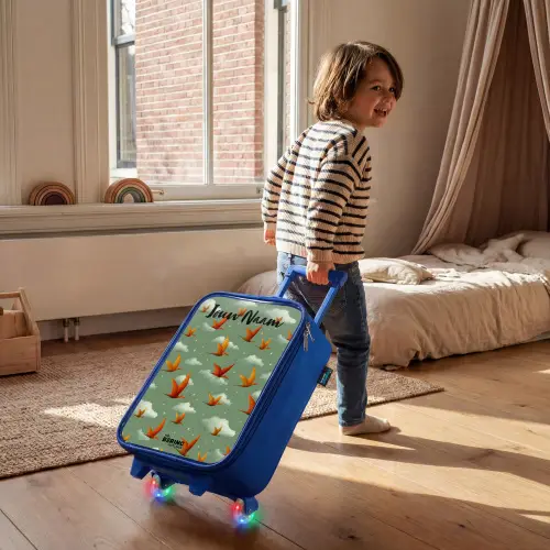 Patroon - Dino - Pterosaurussen Kinderkoffer - Blauw klein -sfeer1