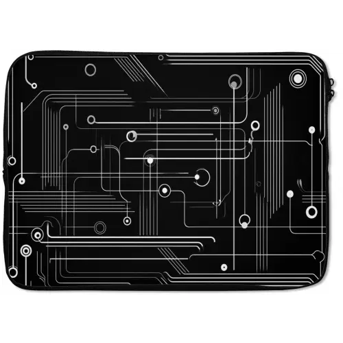 Gaming - Abstract - Lijnen - Rondjes - Zwart laptophoes neopreen klein -zkaufland3dotto