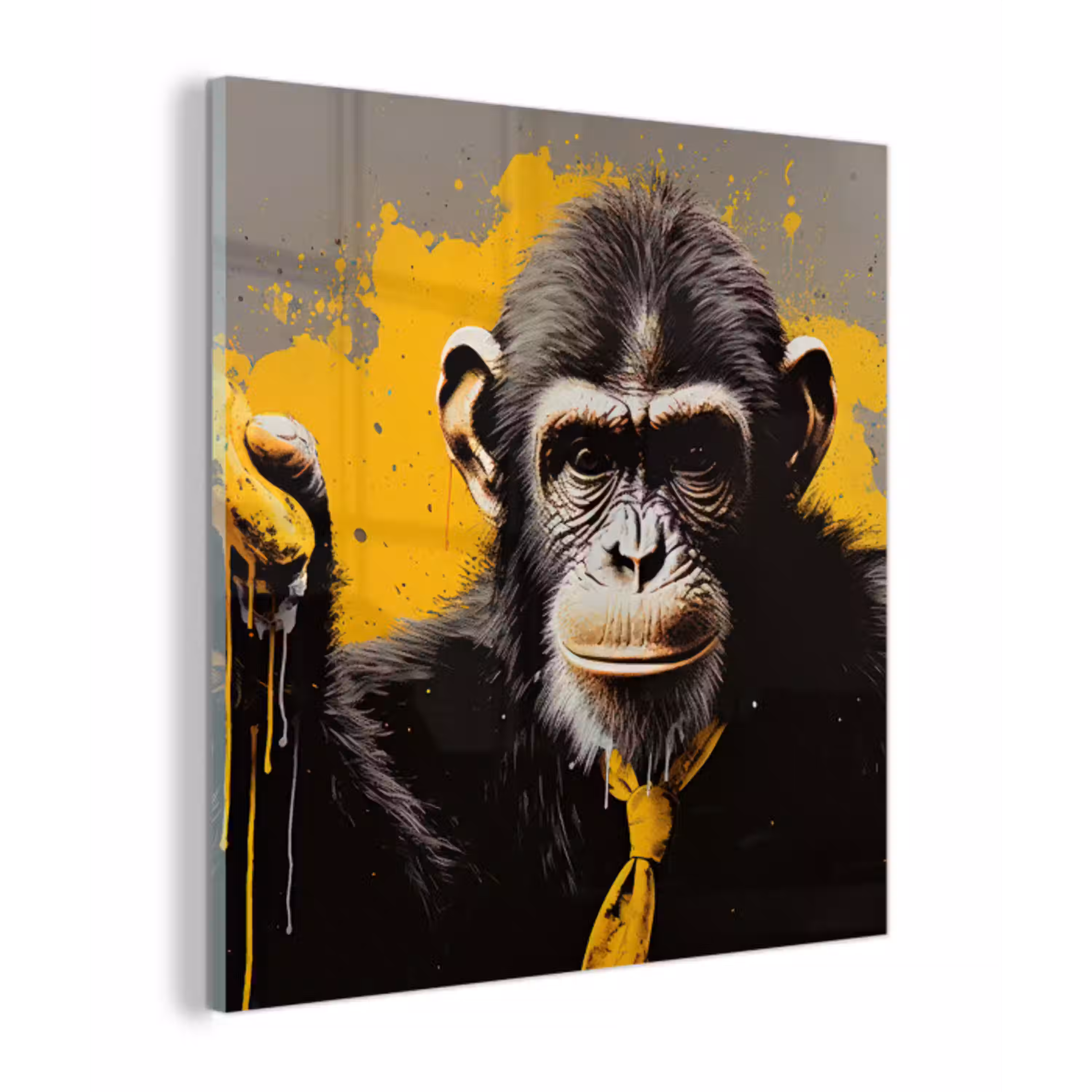 Aap - Chimpansee - Banaan - Geel - Dieren - Stropdas plexiglas 5mm klein -z3d