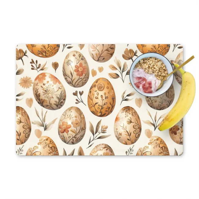 Paaseieren - Bruin - Bloemen Placemat vinyl groot -zzzproduct_Kitchenyeah-website