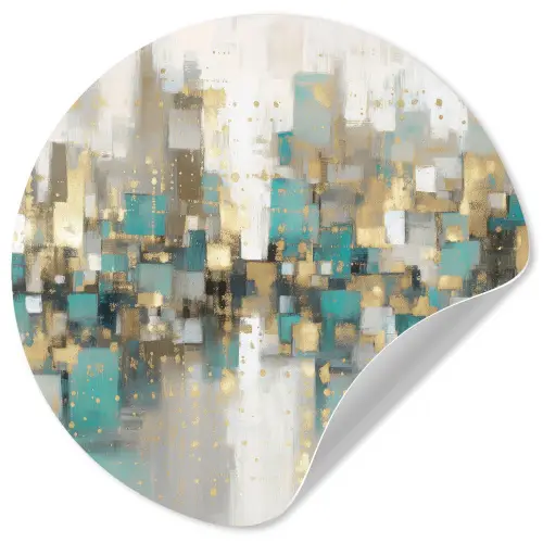 Abstract - Blokken - Goud - Skyline Wandcirkel behangsticker klein -3d