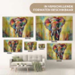 Olifant - Kunst - Schilderij - Dieren - Regenboog plexiglas 5mm klein -sfeer7