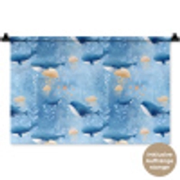 Walvissen - Oceaan - Blauw Wandkleed katoen klein 269 -t3d_DE