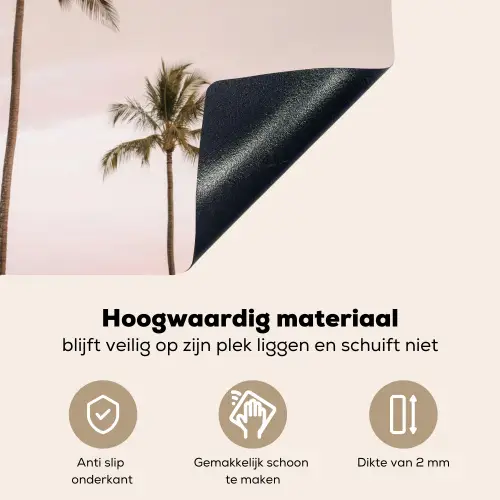 Palmbomen - Zonsondergang - Roze Inductie beschemer met haakjes klein -ky-onderkant-nl