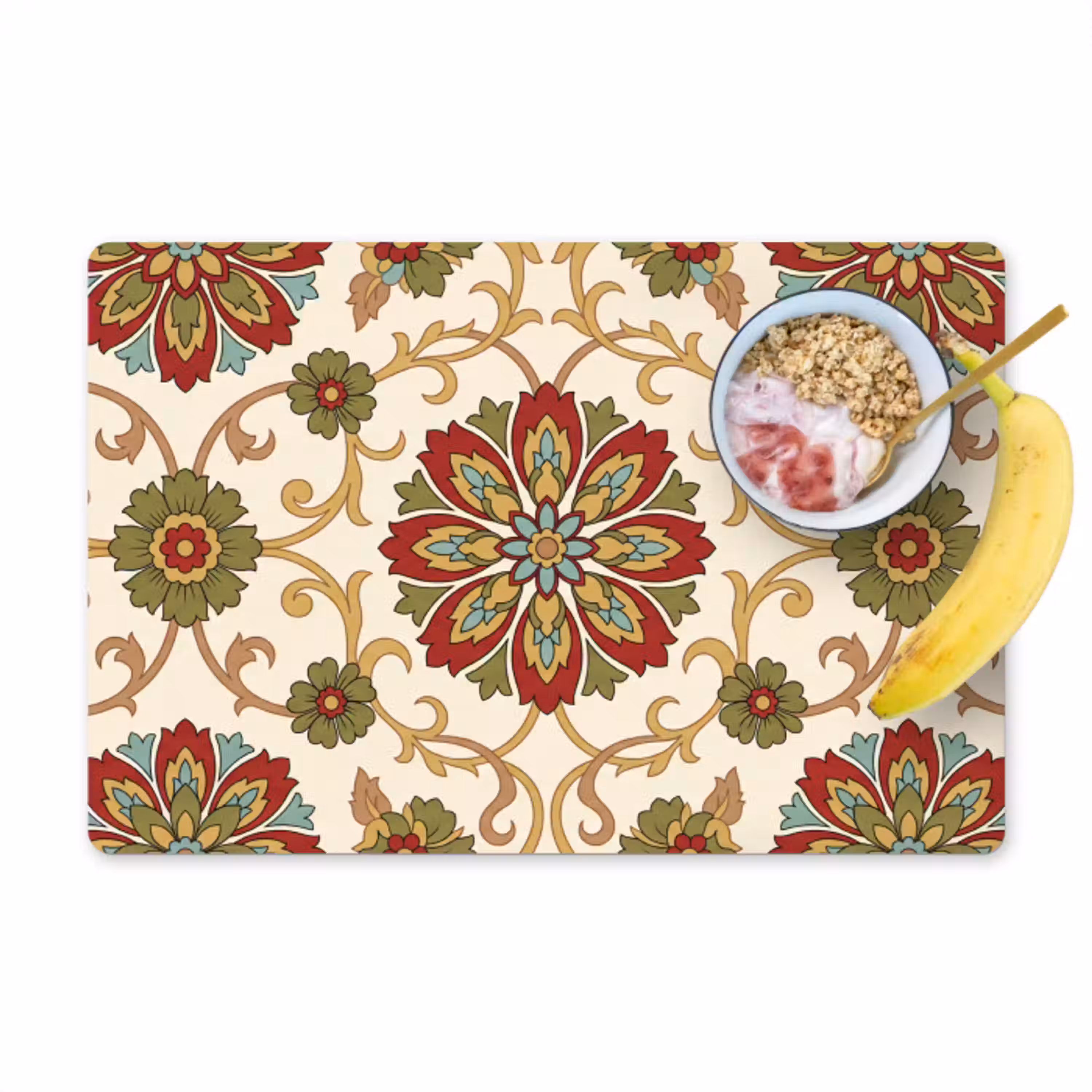 Patroon - Bloemen - Ornament - Klassiek - Kleurrijk Placemat vinyl groot -zzzproduct_Kitchenyeah-website