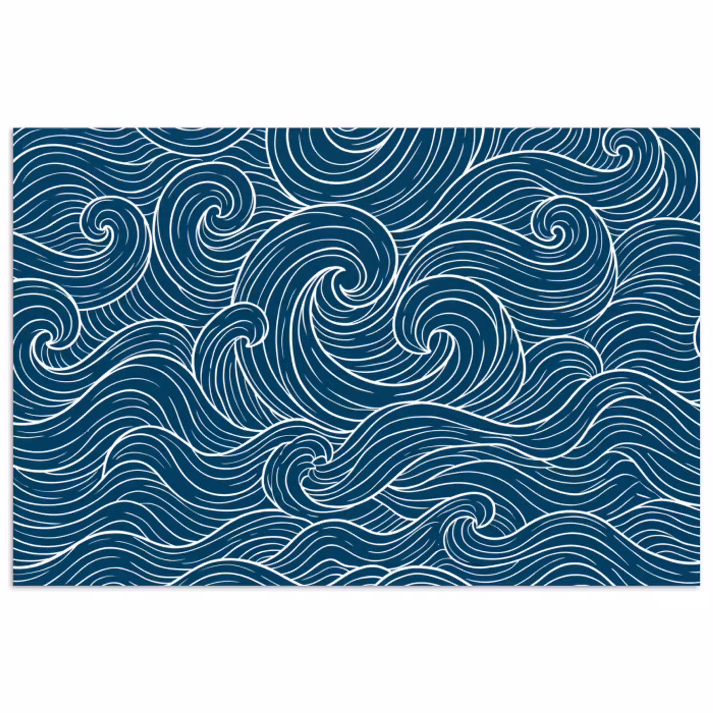 Golven - Spiraal - Water - Abstract - Blauw poster papier klein -3d