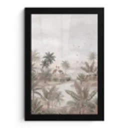 Kraanvogels - Palmbomen - Tropisch fotolijst zwart zonder passe partout klein -3d