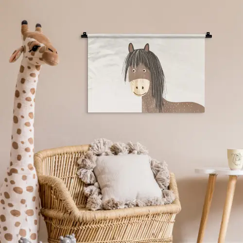 Paard - Dier - Pastel kleuren - Paarden Wandkleed katoen klein -wsfeer5_kind
