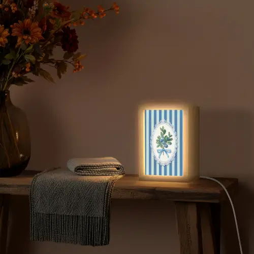 Illustratie - Bessen - Blauw - Strepen Light Box met kabel (Tafellamp) klein -sfeer4