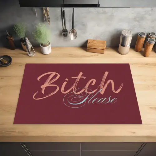 Bitch please - Rood - Blauw Inductie beschermer vinyl 3mm klein -sfeer5
