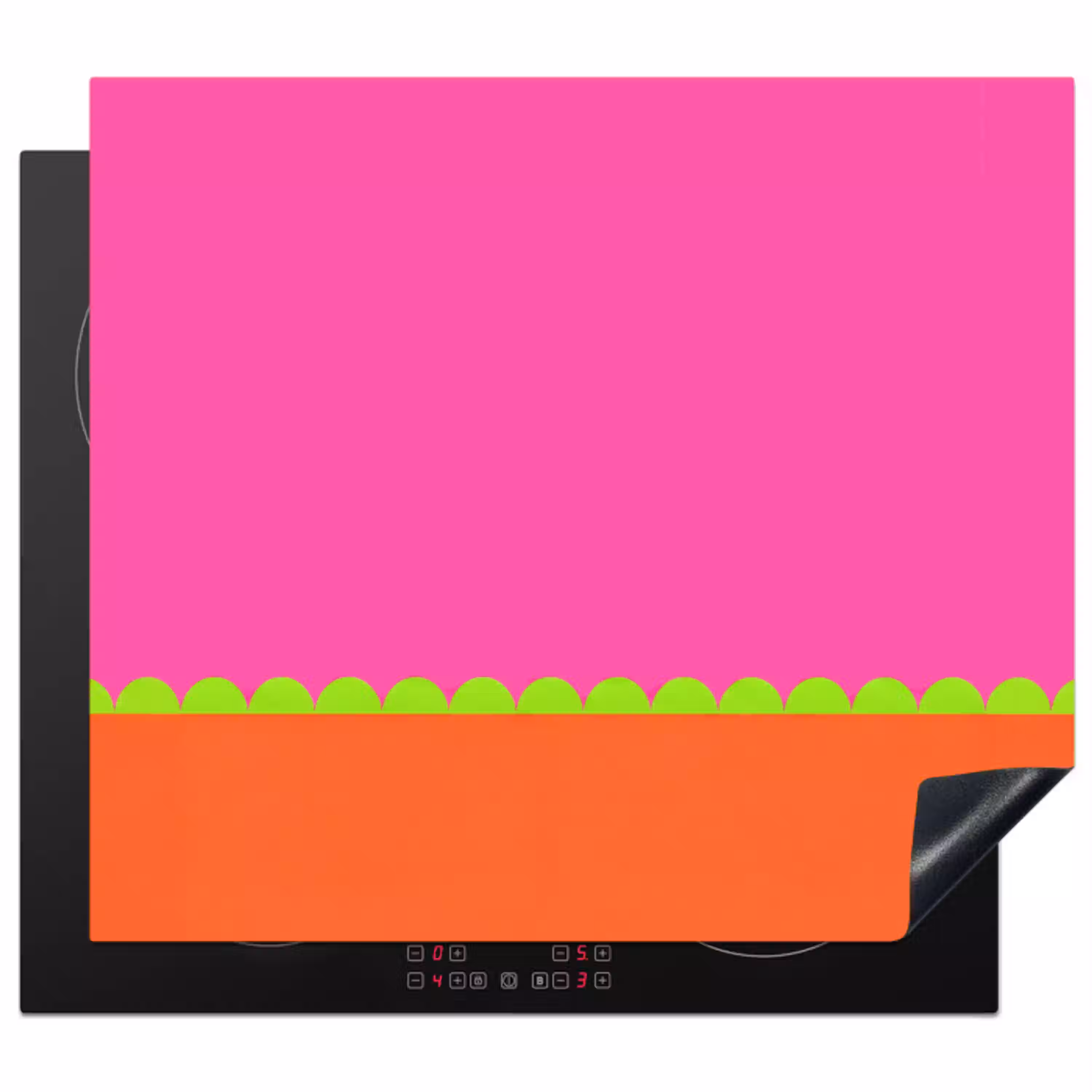 Abstract - Geometrisch - Kleurblokken - Roze - Oranje Inductie beschermer vinyl 3mm middel -3d