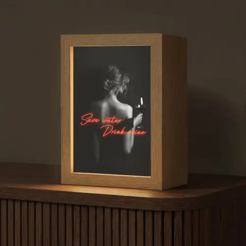 Wijn - Vrouw - Neon - Quote Light Box met kabel (Tafellamp) klein -z3d_website