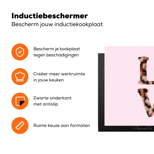 Tekst - Love - Pantervacht - Lichtroze Inductie beschermer vinyl 3mm klein -zzzzzzz-td-ups