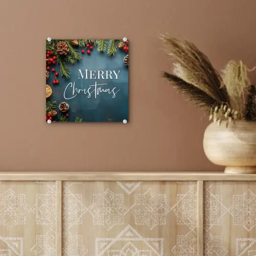 Merry Christmas - Blauw - Kerst - Winter plexiglas 5mm klein -sfeer5