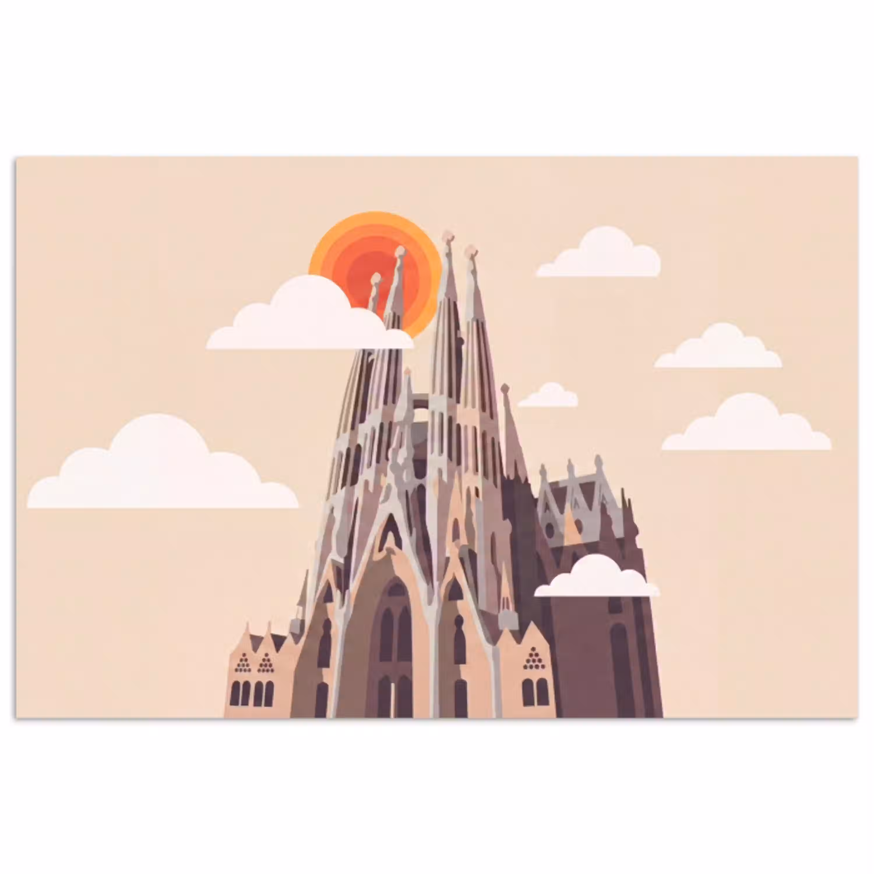Gebouw - Torens - Architectuur - Abstract - Zonsondergang poster papier klein -3d