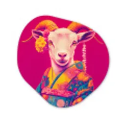 Geit - Hoorns - Kimono - Kleurrijk Wandcirkel Organisch Forex 3mm klein -3d