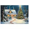 Kerst - Kerstboom - Winter - Huis - Sneeuw poster papier klein -3d