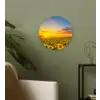 Bloemen - Zonnebloem - Zonsondergang - Nacht - Oranje Wandcirkel kunststof plaat 5mm dik klein -sfeer3