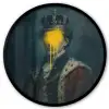 Koning - Portret - Druipende gele verf Fotolijst rond zonder passe partout klein -3d