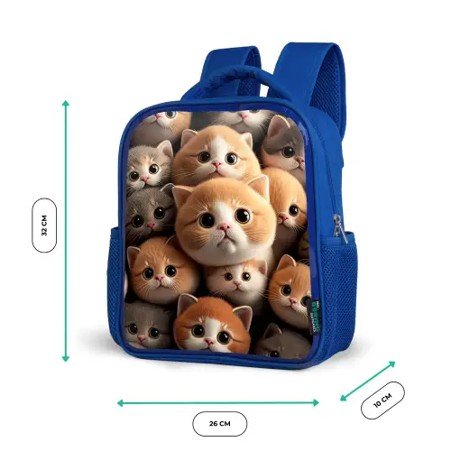 Knuffelkatjes Kinderrugzak - Blauw middel -productfoto_formaten