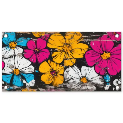 Street Art - Bloemen - Mix tuinposter los doek klein -3d