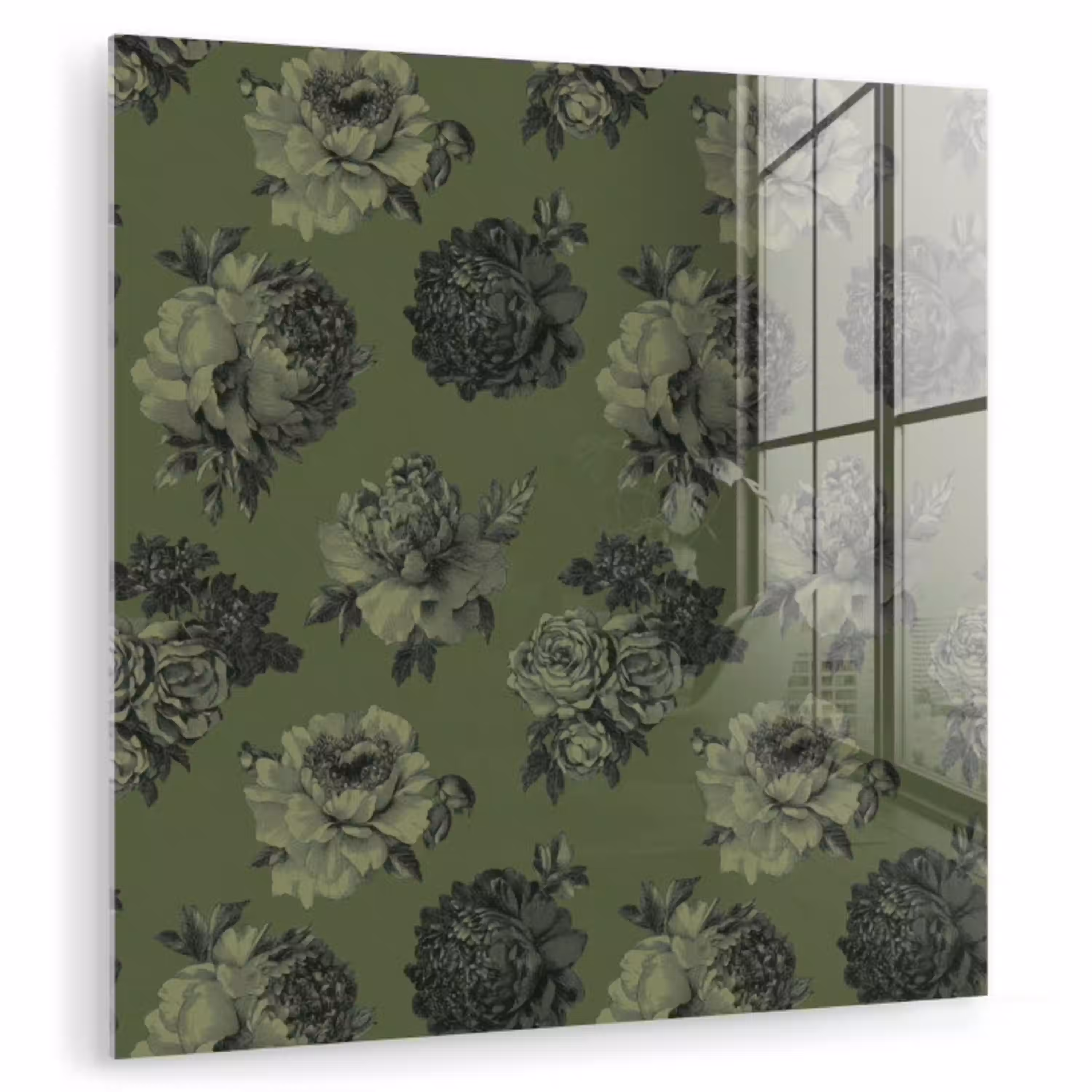 Klassiek - botanisch - olijfgroen - bloemen plexiglas 5mm klein 11 -zzzproduct_nieuw