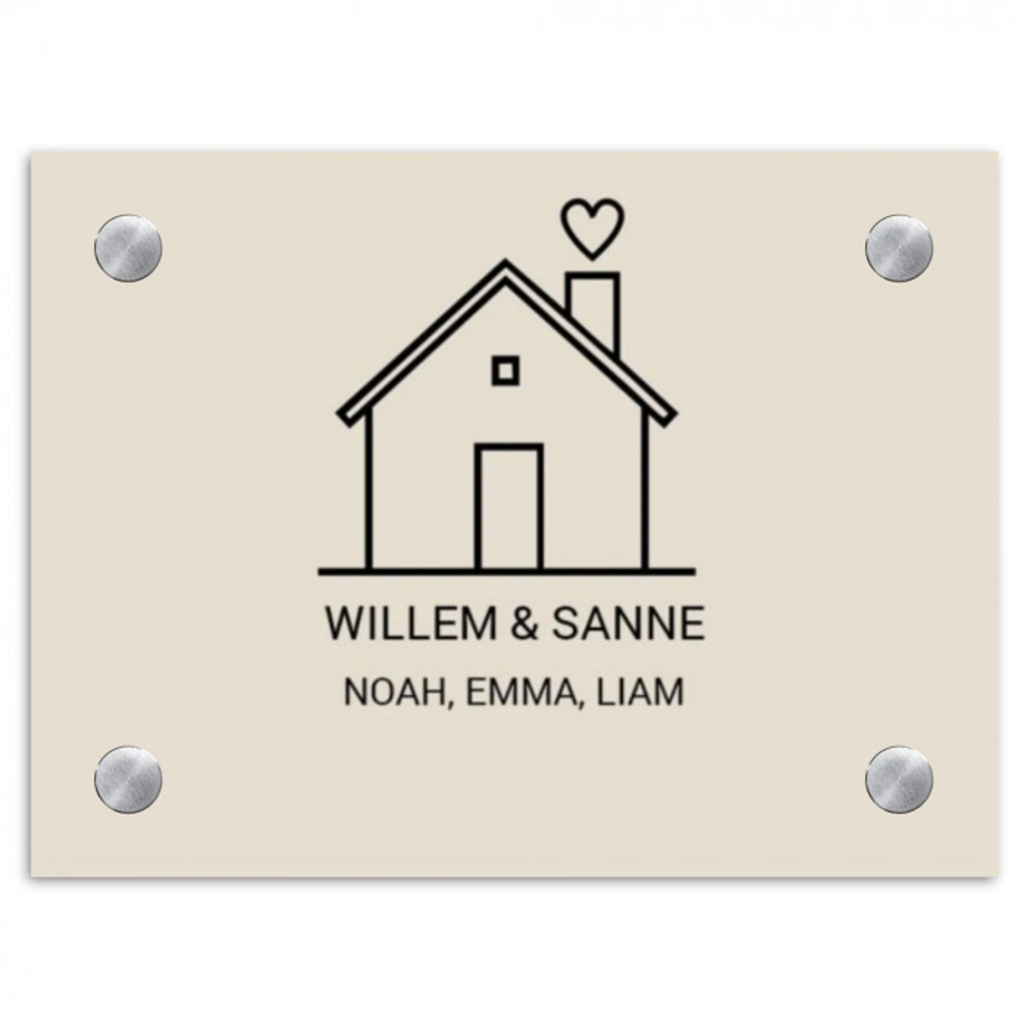 Huis illustratie - Klassiek Naambord Rechthoek middel -3d