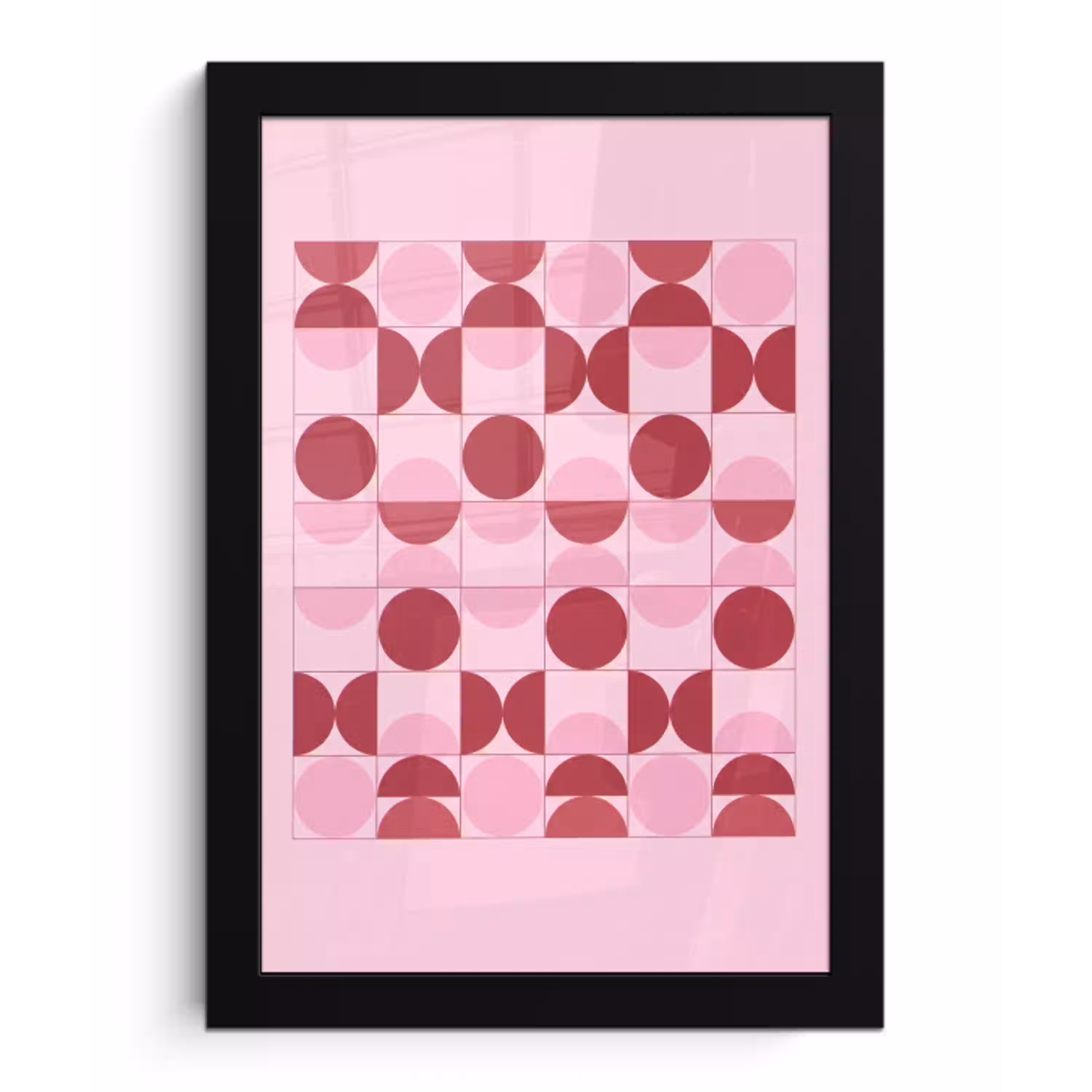 Abstract - Geometrisch - Cirkels - Roze - Modern fotolijst zwart zonder passe partout klein -3d