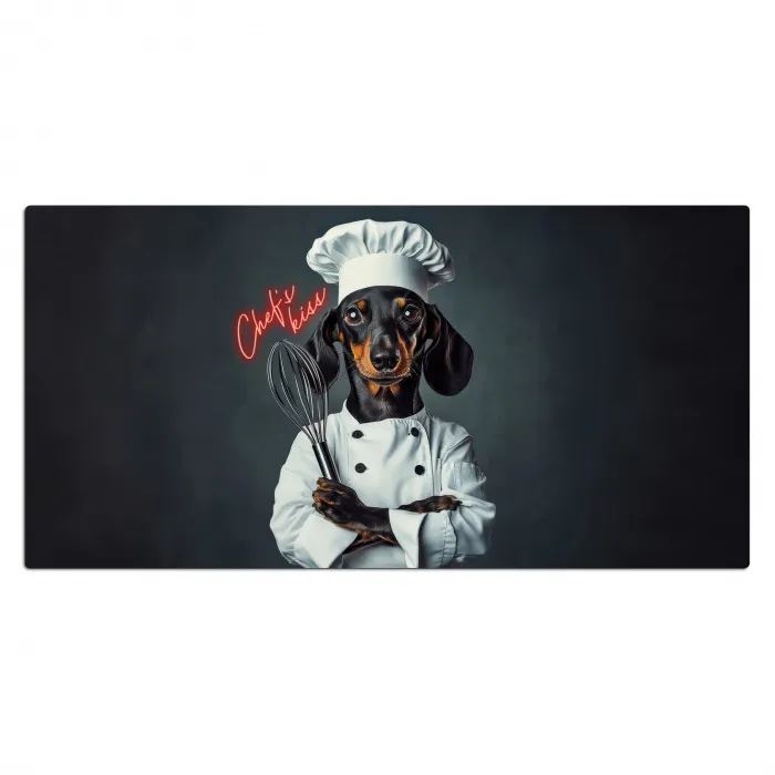 Quote - Neon - Hond - Kokskleding Muismat XXL klein -3d_leeg