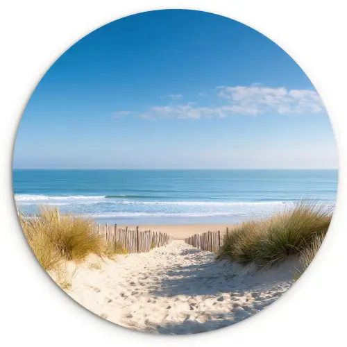 Strand - Zee - Duin - Zand - Zomer Wandcirkel kunststof plaat 5mm dik groot -3d