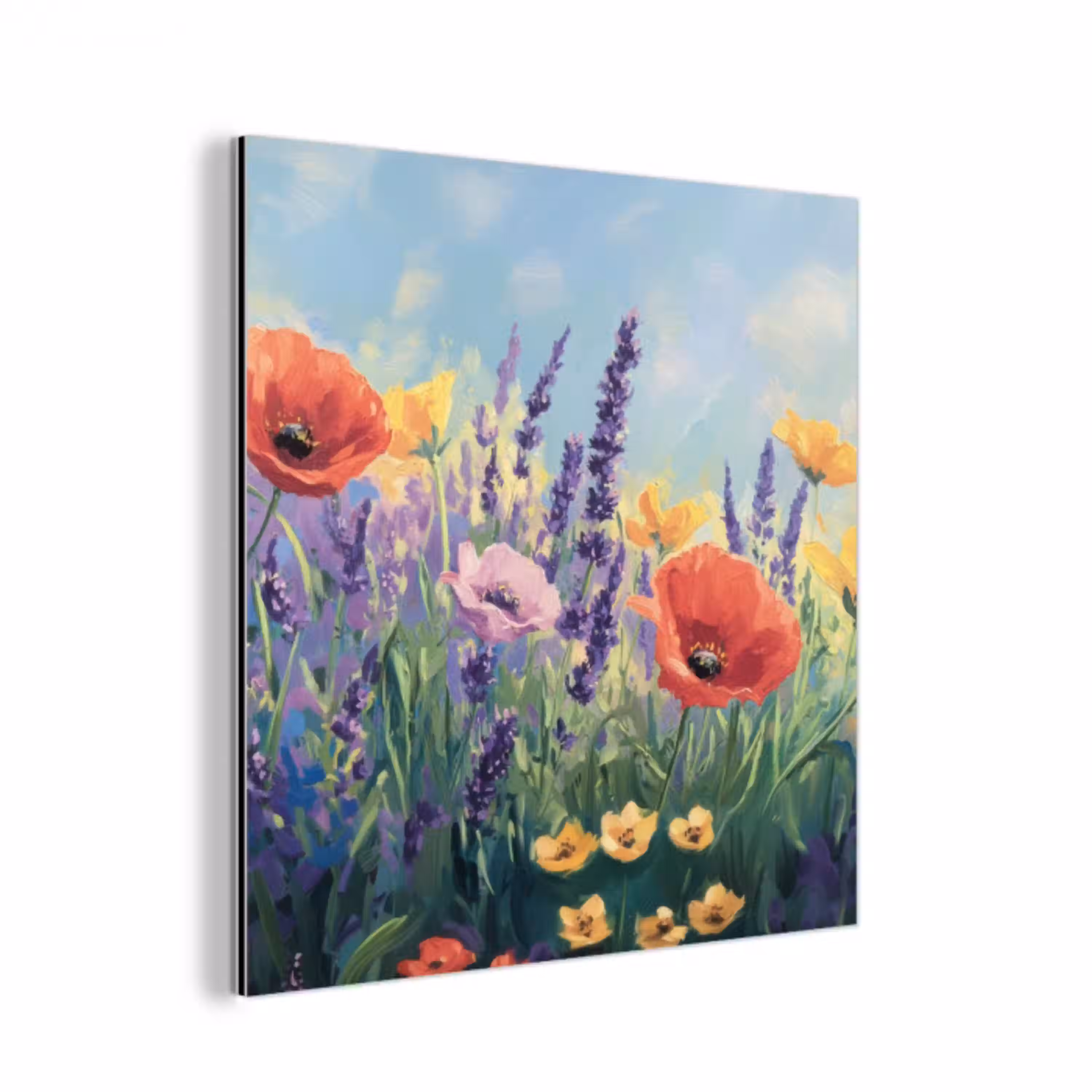 Weide - Bloemen - Kleurrijk aluminium wit klein -3d