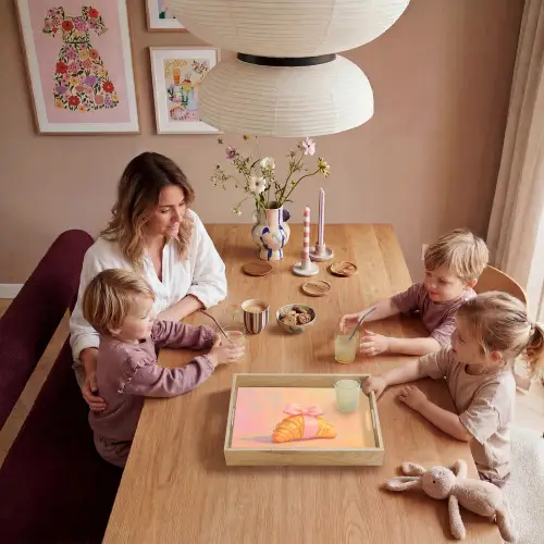 Croissant - Strik - Roze Dienblad Rechthoek middel -sfeer4